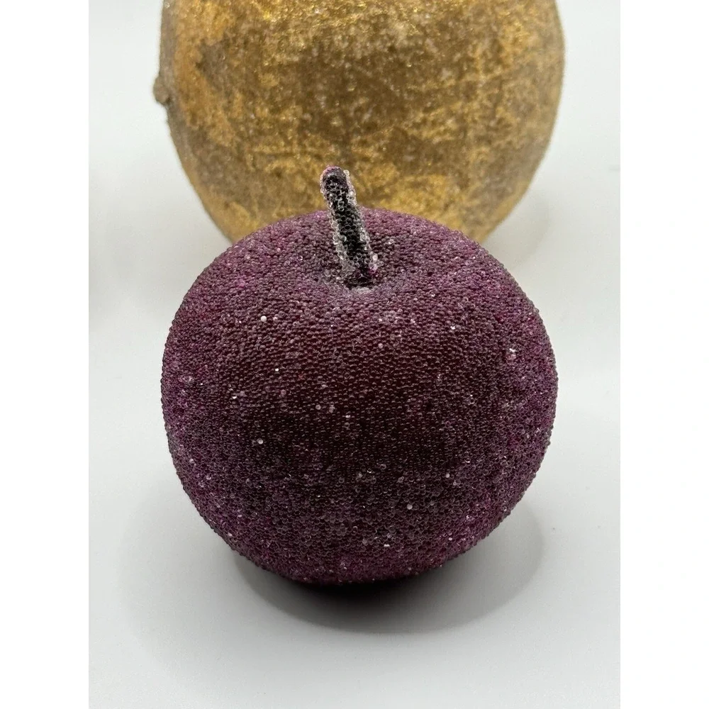 Vintage Sparkly Sugar Coated Apple Pear Fruit Bowl Display Fruit Lot Of‎ 4